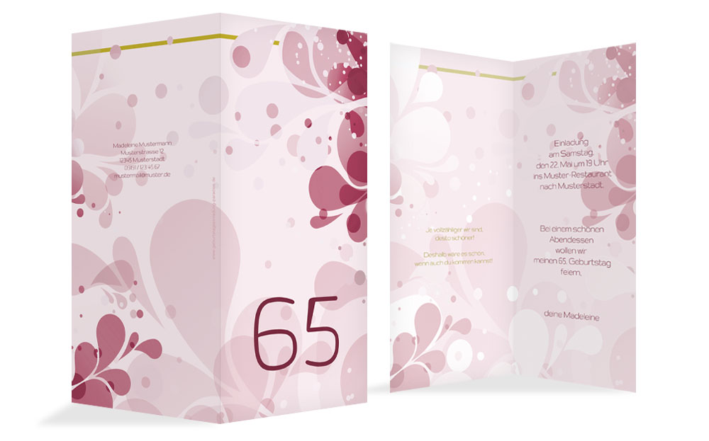Geburtstagskarte Einladung Floral 65 Kartenmanufaktur